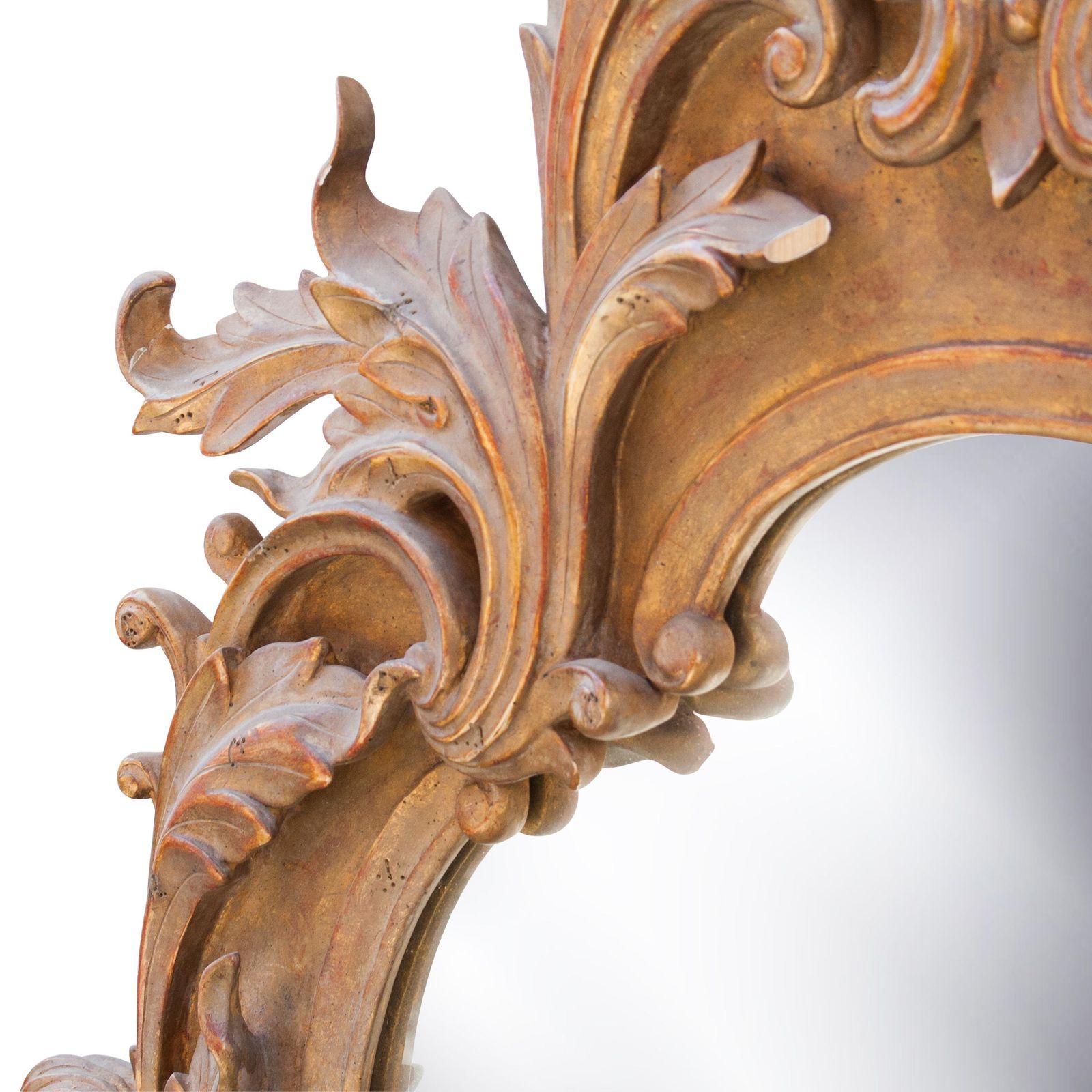 Neoclassical Baroque Acanthus Leaf Gold Foil Hand Carved Wooden Mirror photo Home Decor