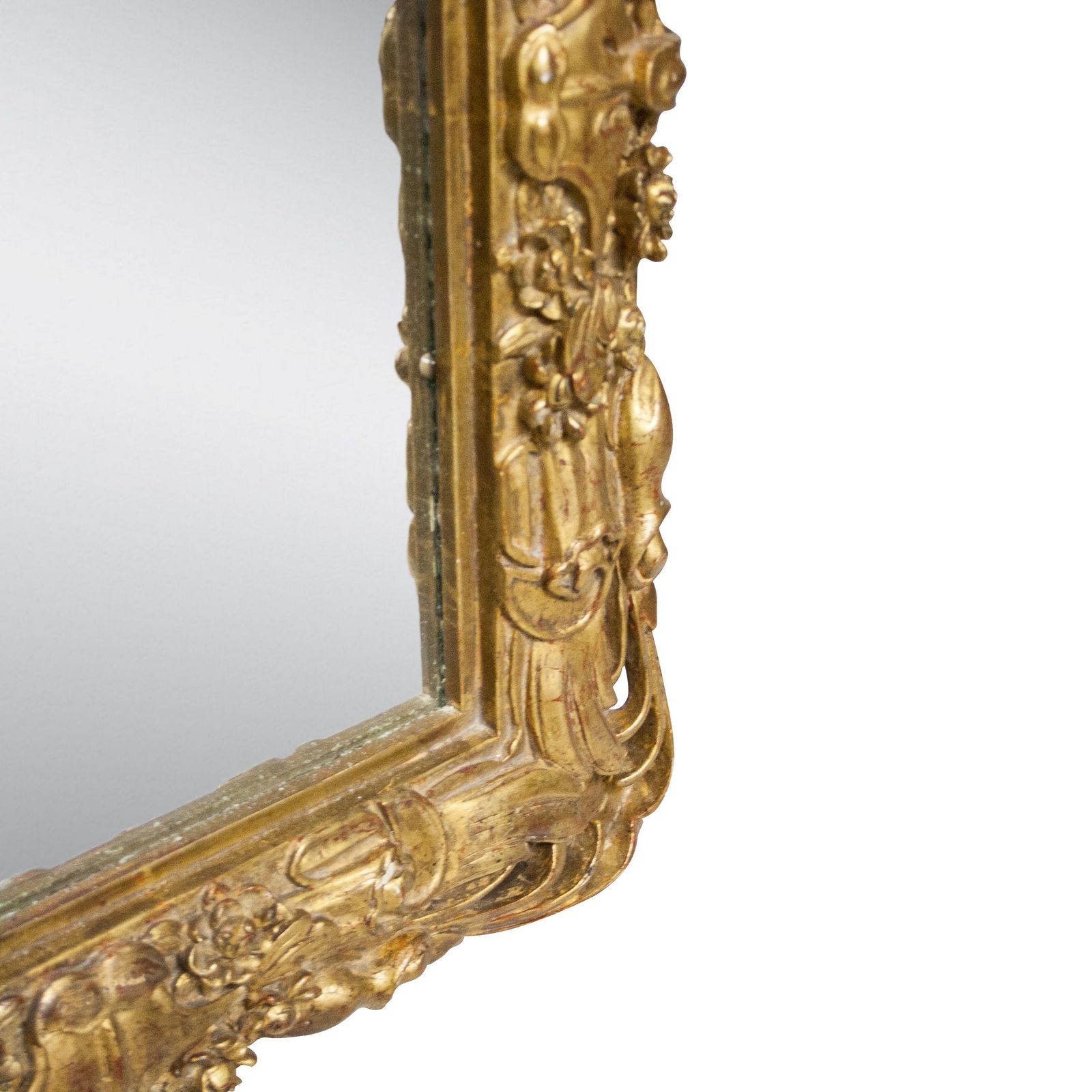 Art Nouveau Style Rectangular Gold Foil Hand Carved Wooden Mirror, 1970 photo for sale