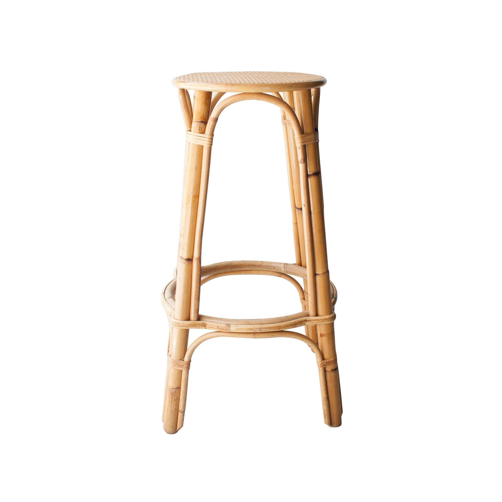 Mid Century Modern Bamboo Natural Fiber Stool, France, 1970 photo furniture