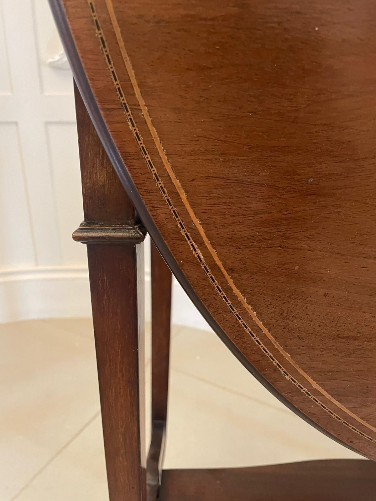 Furniture Antique Edwardian Quality Mahogany Inlaid Lamp Table photo