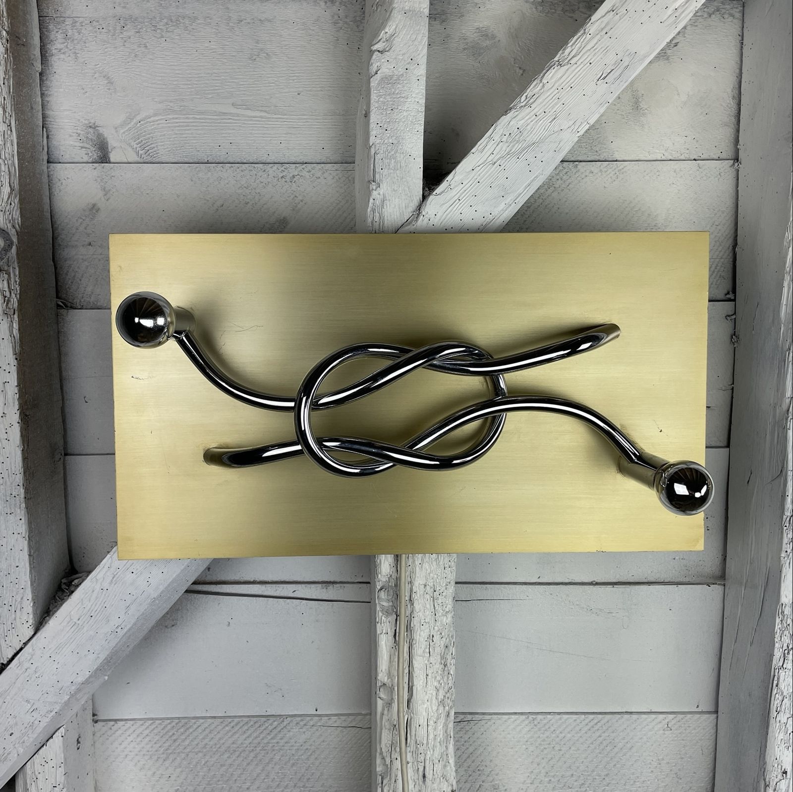 A Pair Of 1970s Italian 'Reef Knot' Wall Light Panels / Sconces Designed By Giacomo Benevelli For Missaglia photo Lighting