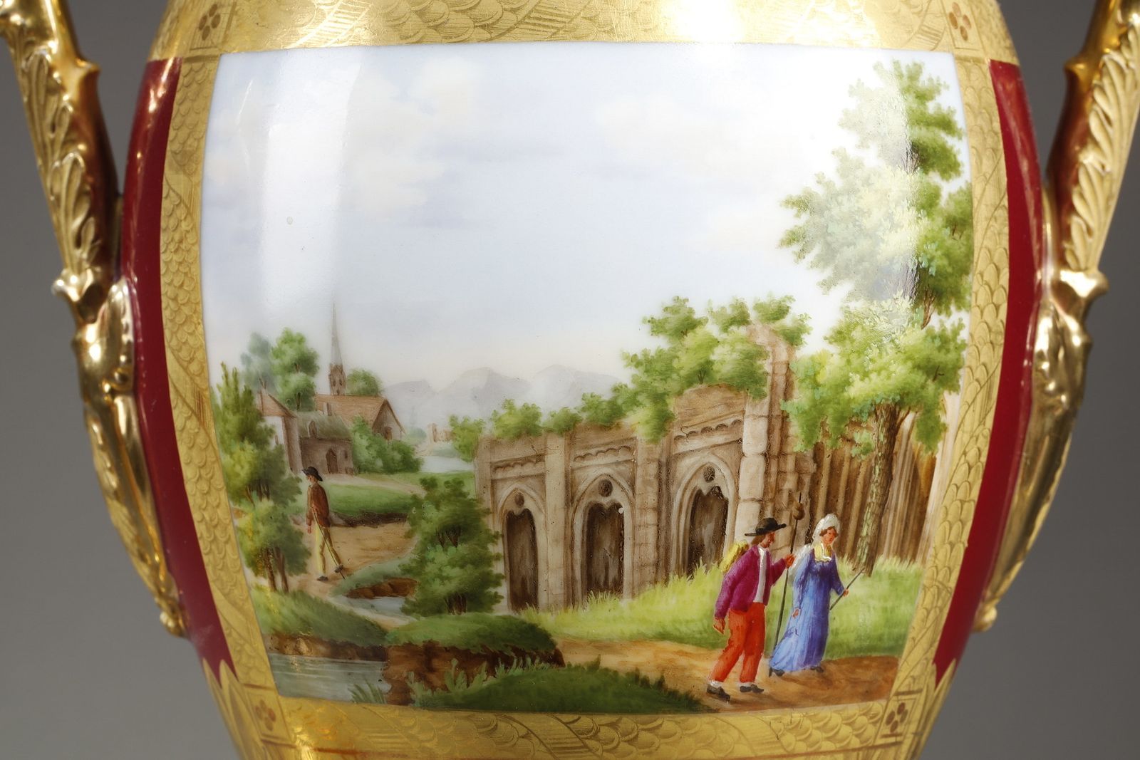 Restoration Period Pair Of Porcelain Vases photo vintage