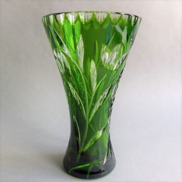 Polished Crystal Vase. Bohemia 1940   1950 photo for sale