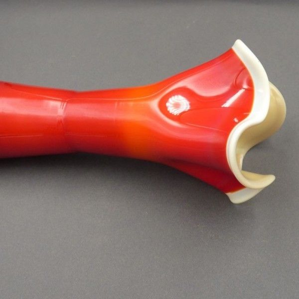 Red & White Murano Glass Vase. Italy 1950   1959 photo for sale