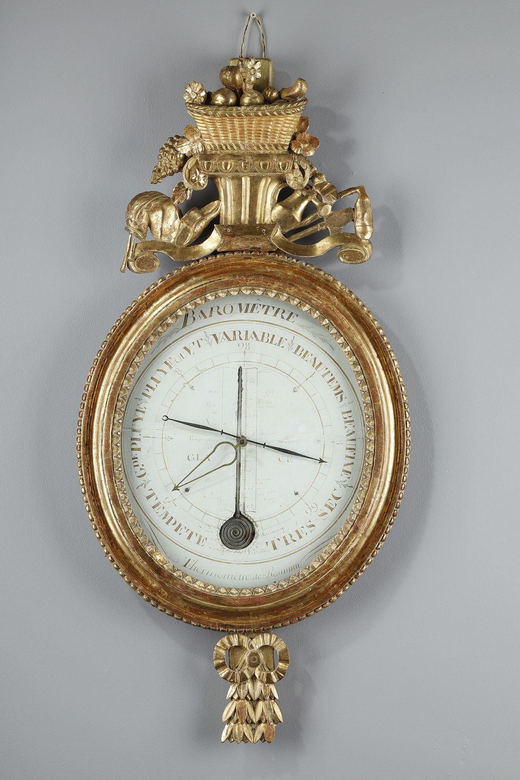 Barometer Thermometer In Gilt Wood, Louis XVI Period