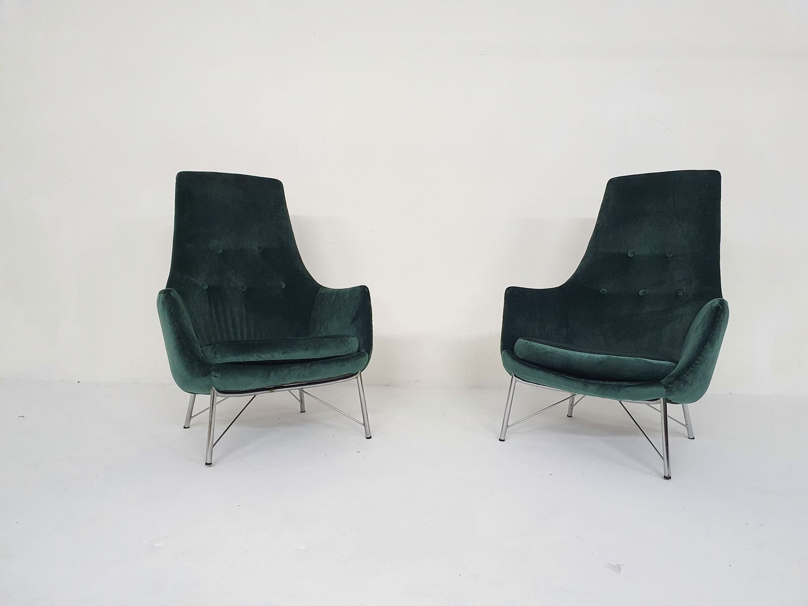 Karl Ekselius Voor Pastoe Fm31 Fluwelen Loungestoelen, Nederland 1959 photo furniture