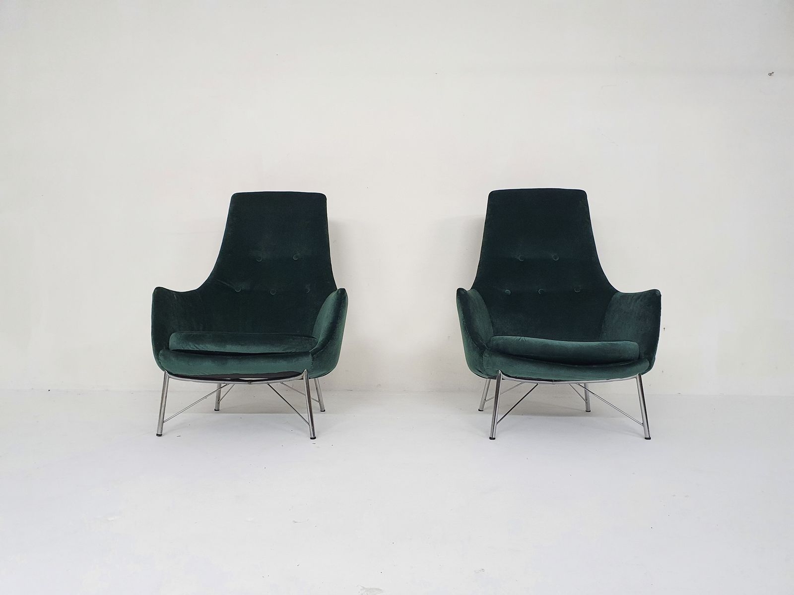 Karl Ekselius Voor Pastoe Fm31 Fluwelen Loungestoelen, Nederland 1959 photo Meubels
