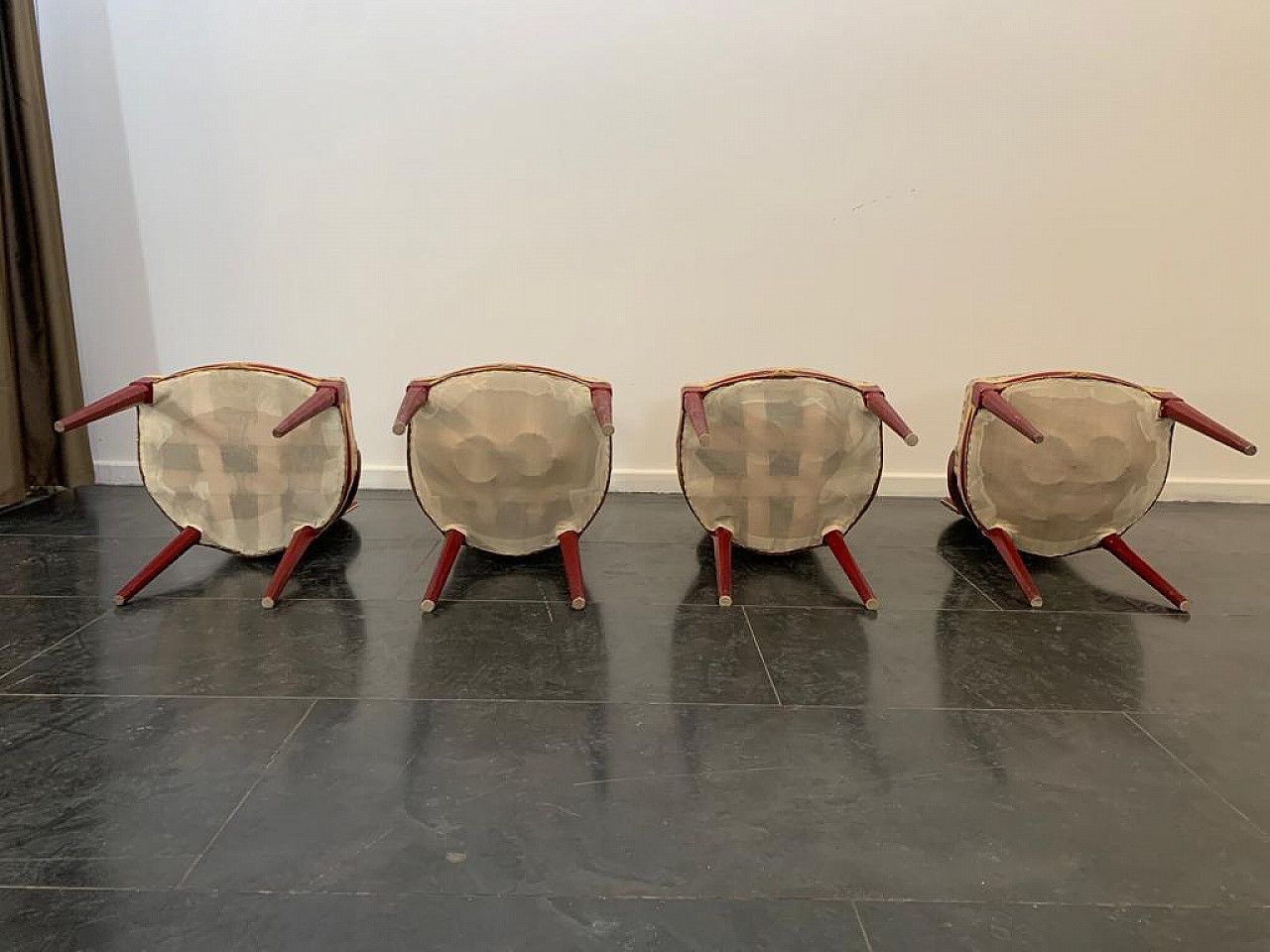 2597.92 4 Lacquered Art Deco Tea Chairs With Gold Leaf Details, 1930s photo