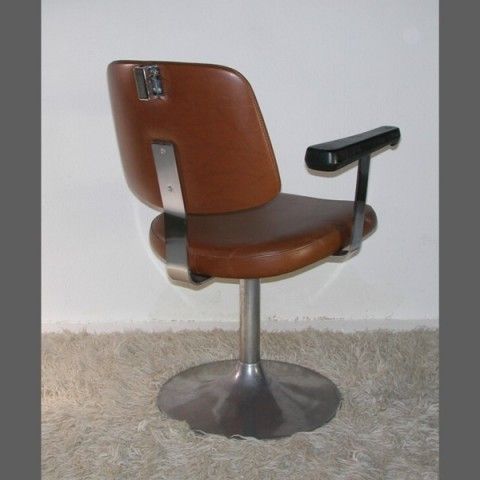 Barber Chair Faux Leather With Aluminum Base. 1950   1955 photo Furniture
