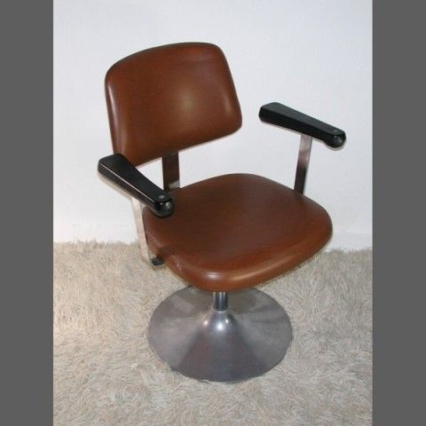 Barber Chair Faux Leather With Aluminum Base. 1950   1955 photo vinterior