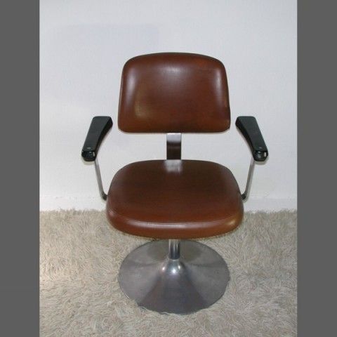 Barber Chair Faux Leather With Aluminum Base. 1950   1955 photo buy