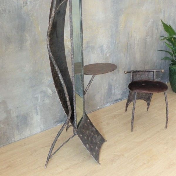 Brutalist Metal Coat Rack With Side Chair 1950   1960 photo Furniture
