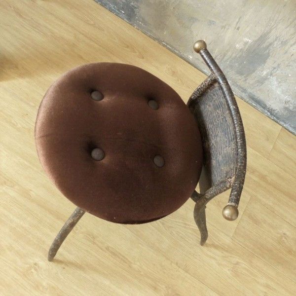 Brutalist Metal Coat Rack With Side Chair 1950   1960 photo vintage