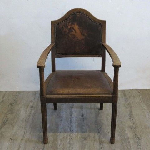 Art Nouveau Chair Wit Armrest And Leather Areas 1900   1910.
