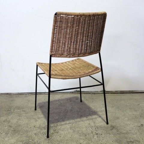 Rattan And Metal Side Chair. Drahtwerke Erlau photo for sale