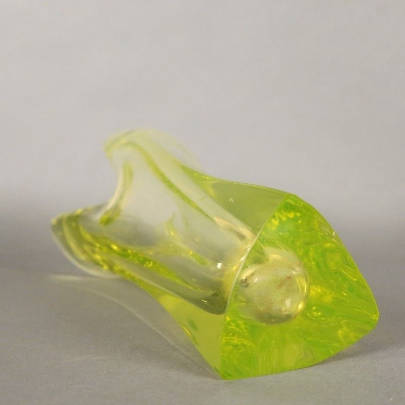 Yellow Green French Glass Vase From Vallerysthal. 1950 1959 photo buy