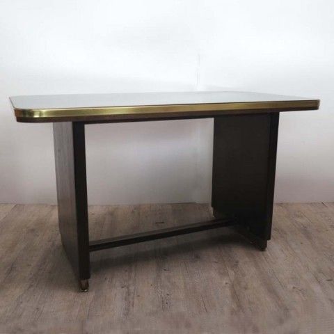 Glass Table With Black Glass Top 1950   1955. photo furniture
