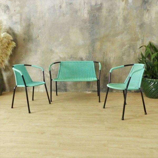 Green Seating Group Made Of Tubular Steel And Plastic  1960   1970 photo for sale