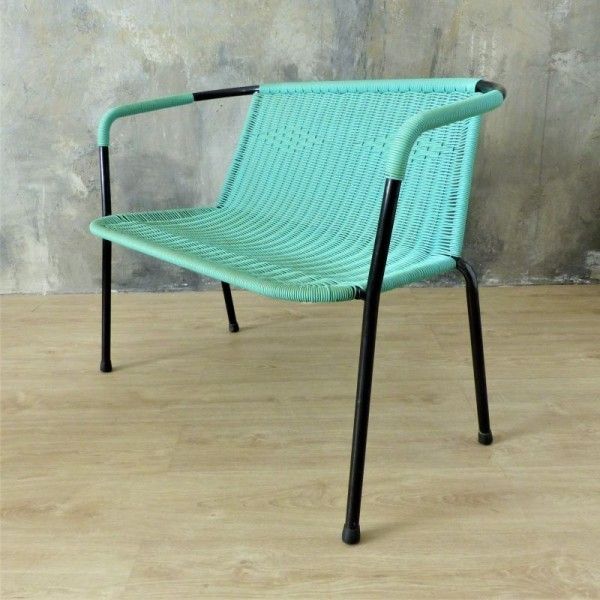 Garden Furniture Green Seating Group Made Of Tubular Steel And Plastic  1960   1970 photo