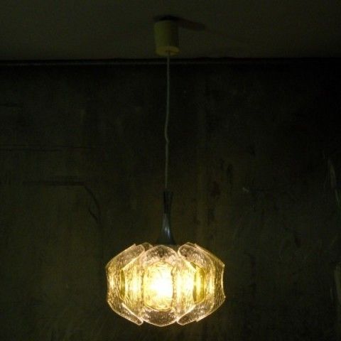photo furniture Vintage. Ceiling Lamp Of Plastic And Glass. 1970   1975.