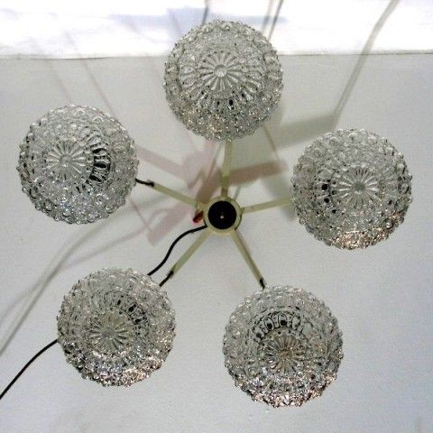 Vintage. Ceiling Lamp With Five Glass Globes. 1960   1965. photo vintage