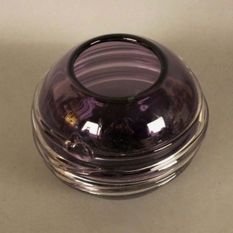 Violet Glass Vase With Overlay. Czechoslovakia 1950   1959 photo 191.0