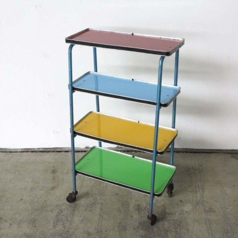 Industrial Shelf With Wheels And Shelves 1950 1959