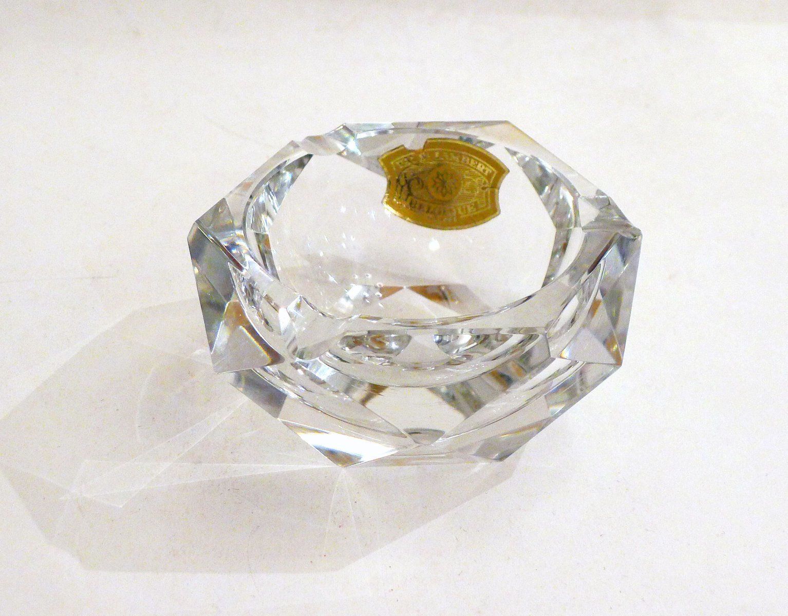 Faceted Crystal Ashtray From Val St Lambert, 1960s photo for sale