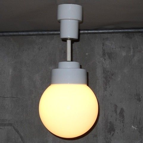 Art Deco Ceiling Lamp. Porcelain With Glass Ball. 1930   1940. photo Lighting