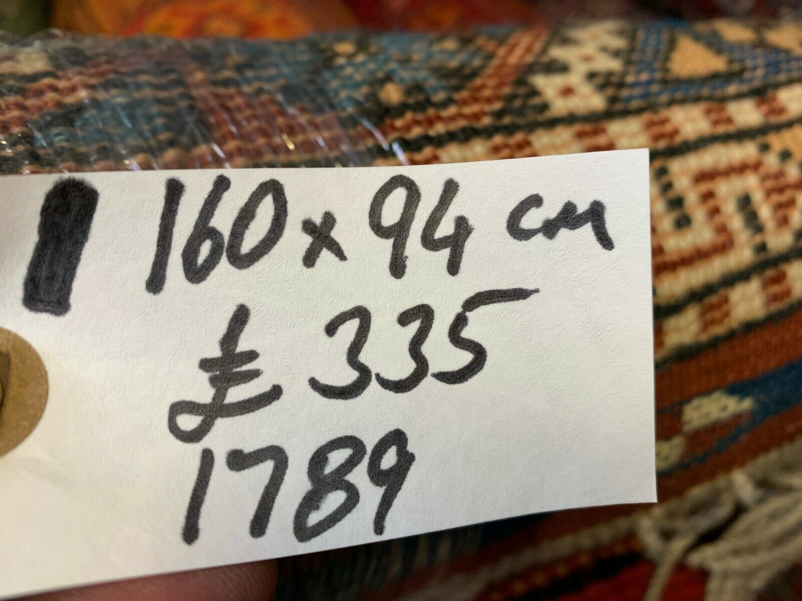 photo furniture Vintage Turkish Kazak Rug Oriental 160x94 Cm Tribal Small Carpet, Red And Blue