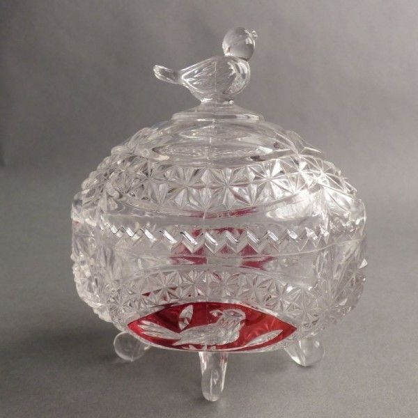 Vintage geperst glas snoepschaal. 1960 – 1970
