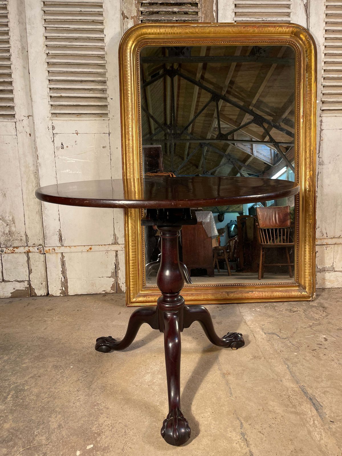 Furniture Stunning Irish Plum Pudding Antique Georgian Mahogany Tilt Top Bird Cage Wine Table Circa 1760 photo
