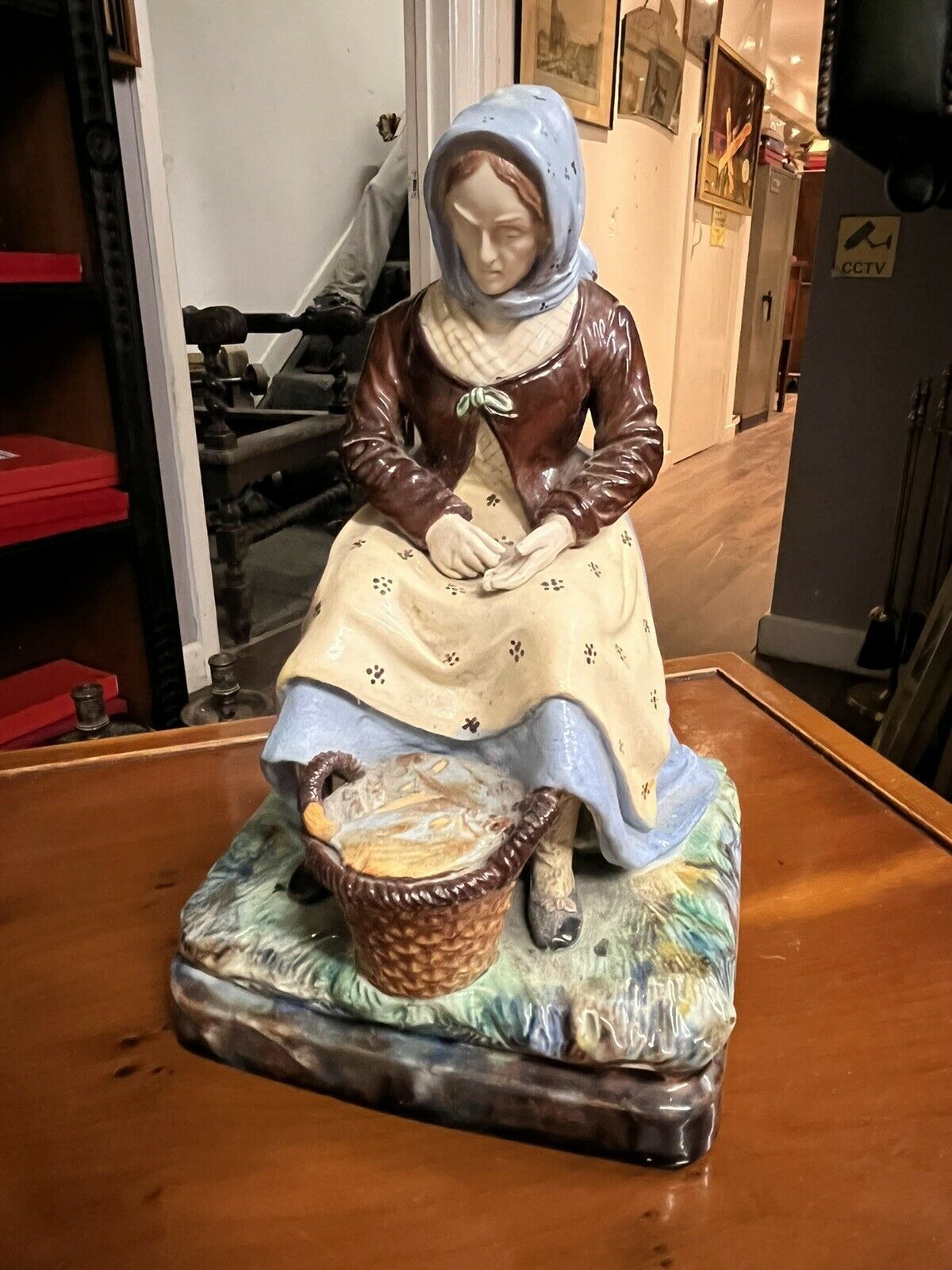 Art Majolica Fisherman And His Wife, Very Good Quality. Large In Size. photo