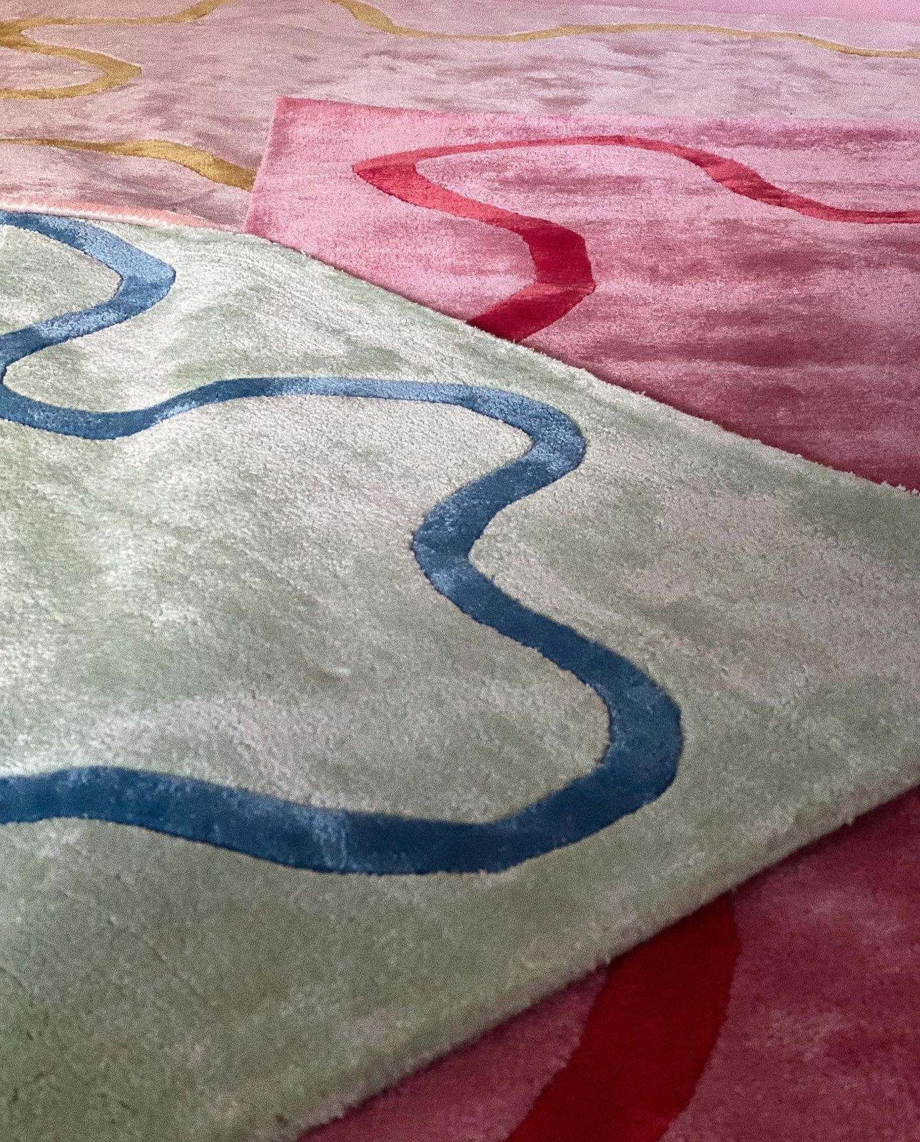 Mint Green And Blue Ribbon Rug 300 X 240cm