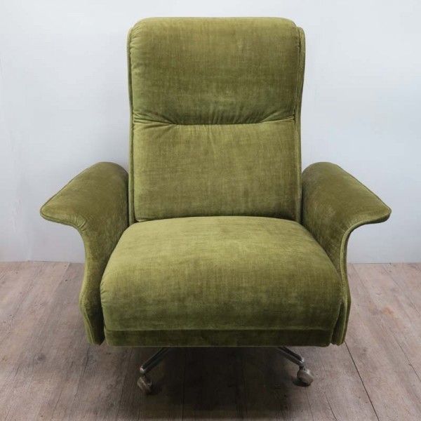Vintage German Green Swivel Relax Lounge Chair. 1970   1975