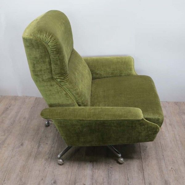 Vintage German Green Swivel Relax Lounge Chair. 1970   1975 photo furniture