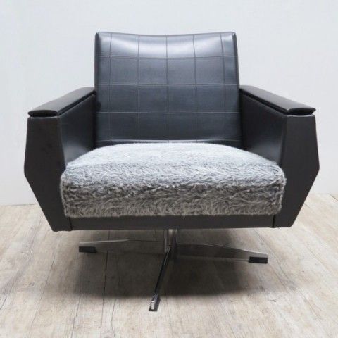 Vintage Leather Swivel Chair. 1950   1960