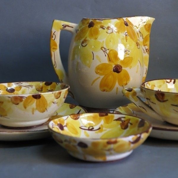 Keramisch chocoladeservies voor twee personen. Art Deco 1930 – 1935.