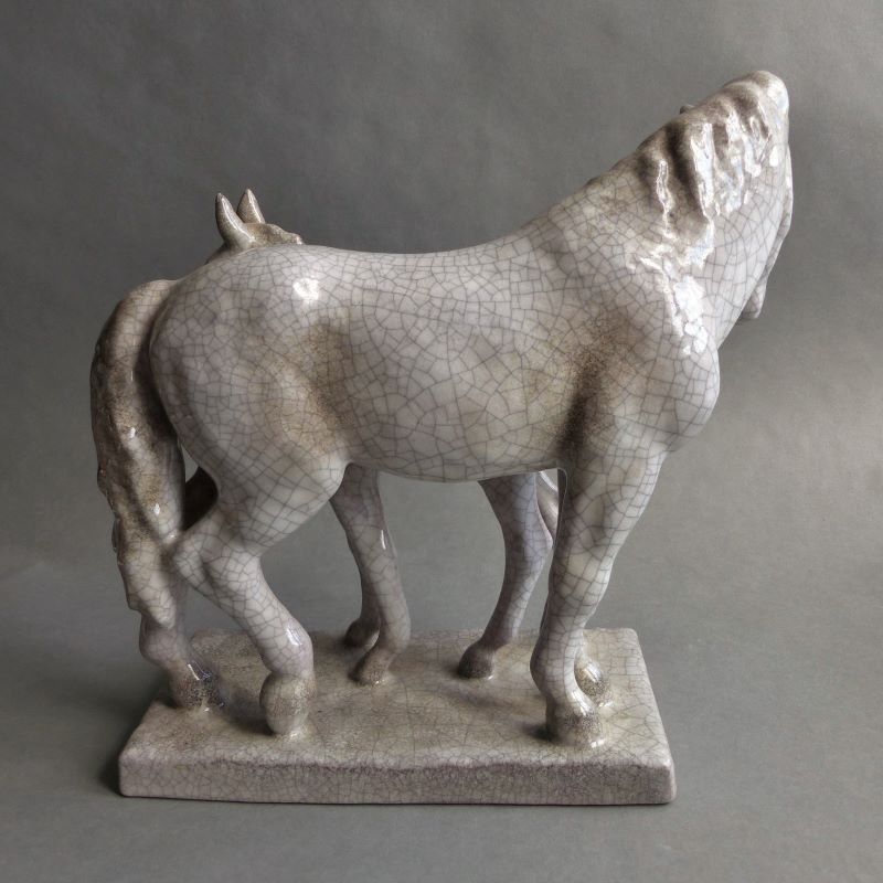 Ceramic Horse Group By A. Wagner For The Karlsruher Majolika. 1963 photo furniture