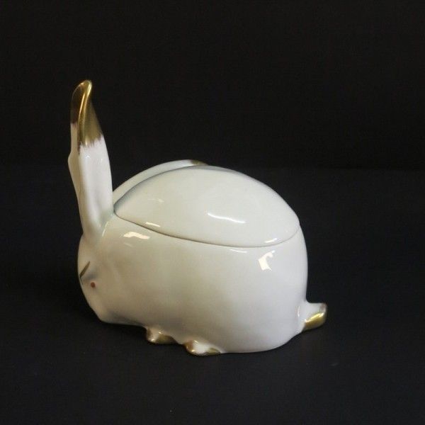 Limoges Porcelain Figurine "La Bonbonniere Lapin". Sandoz 1900   1920. photo vintage