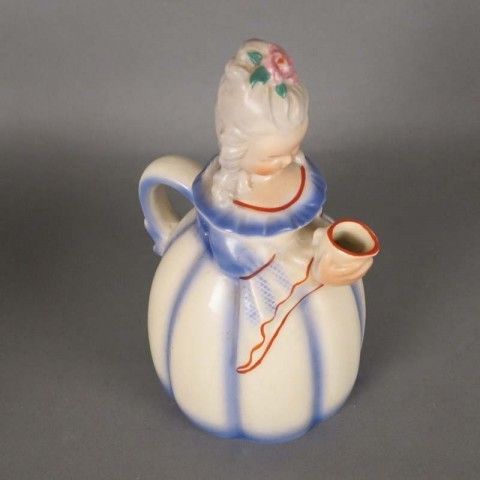 Ceramic Coffee Pot In Form Of A Woman Biedermeier. Germany 1930   1940 photo vintage