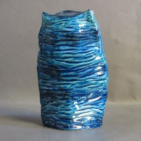 Ceramic Owl. Rimini Blu. Aldo Londi. Bitossi. Italy. 1950   1955. photo for sale