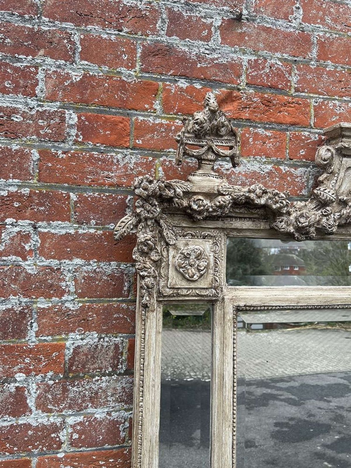 An Exceptional Large Early 20th Century French Painted Cushion Mirror. photo furniture