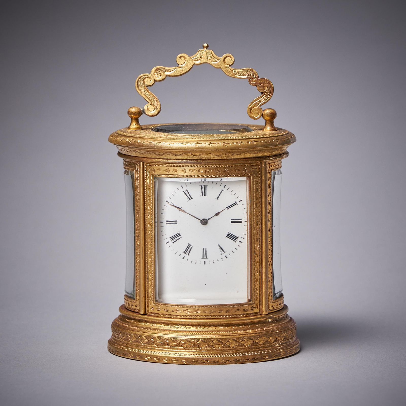 19th Century Eight Day Miniature Gilt Brass Carriage Clock With Original Case photo for sale
