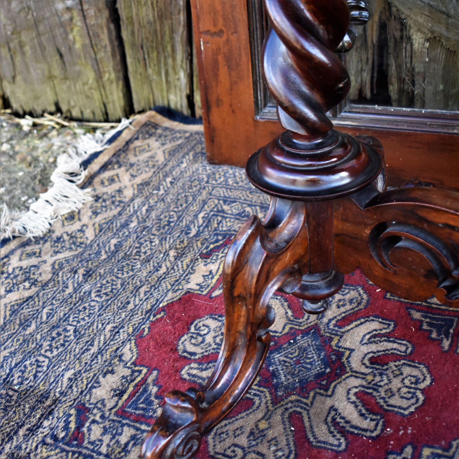 395.0 Antique Victorian Walnut Barley Twist Stretcher Lamp Table Side Sofa Console photo