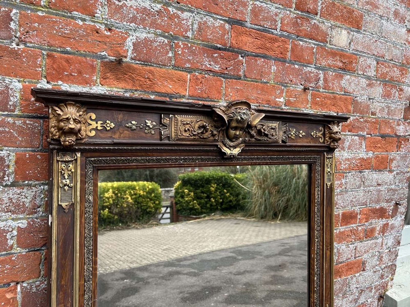 A Delightful Large Antique French 19th Century Gilt And Painted Mirror photo 995.0
