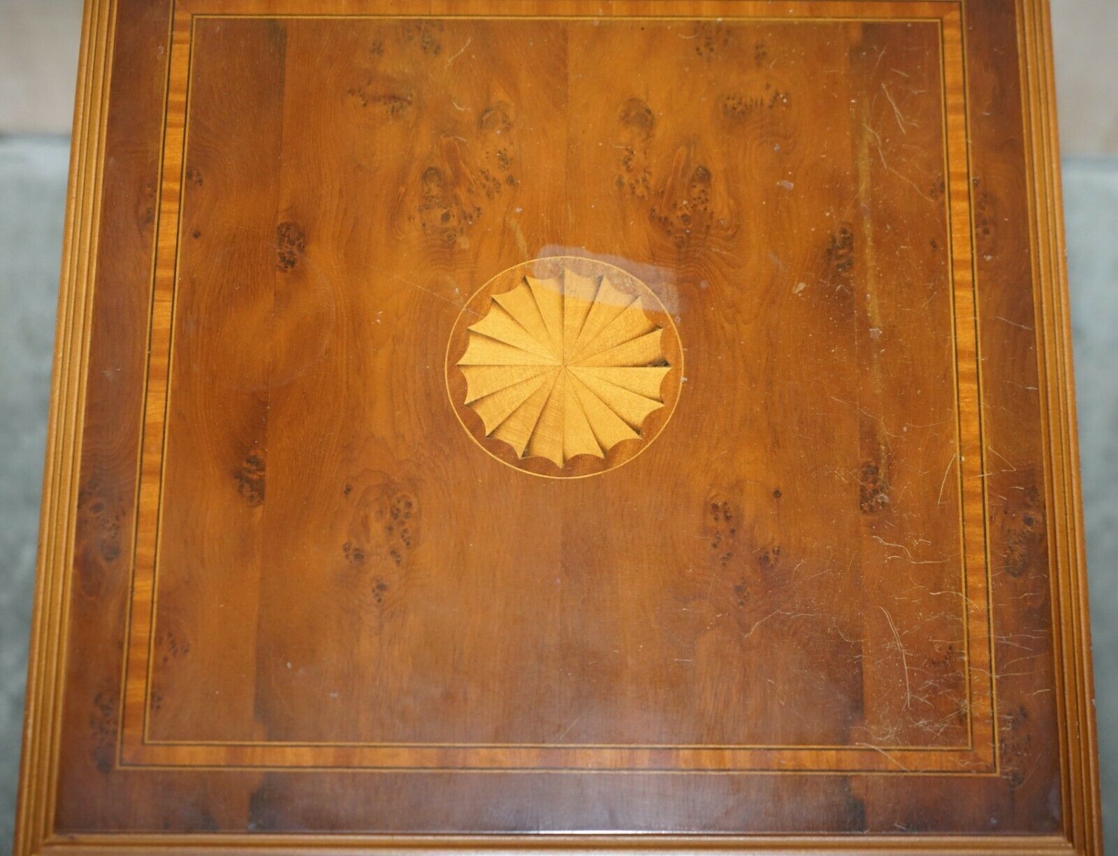Lovely Sheraton Revival Burr Yew & Satinwood Revolving Bookcase Side End Table photo buy