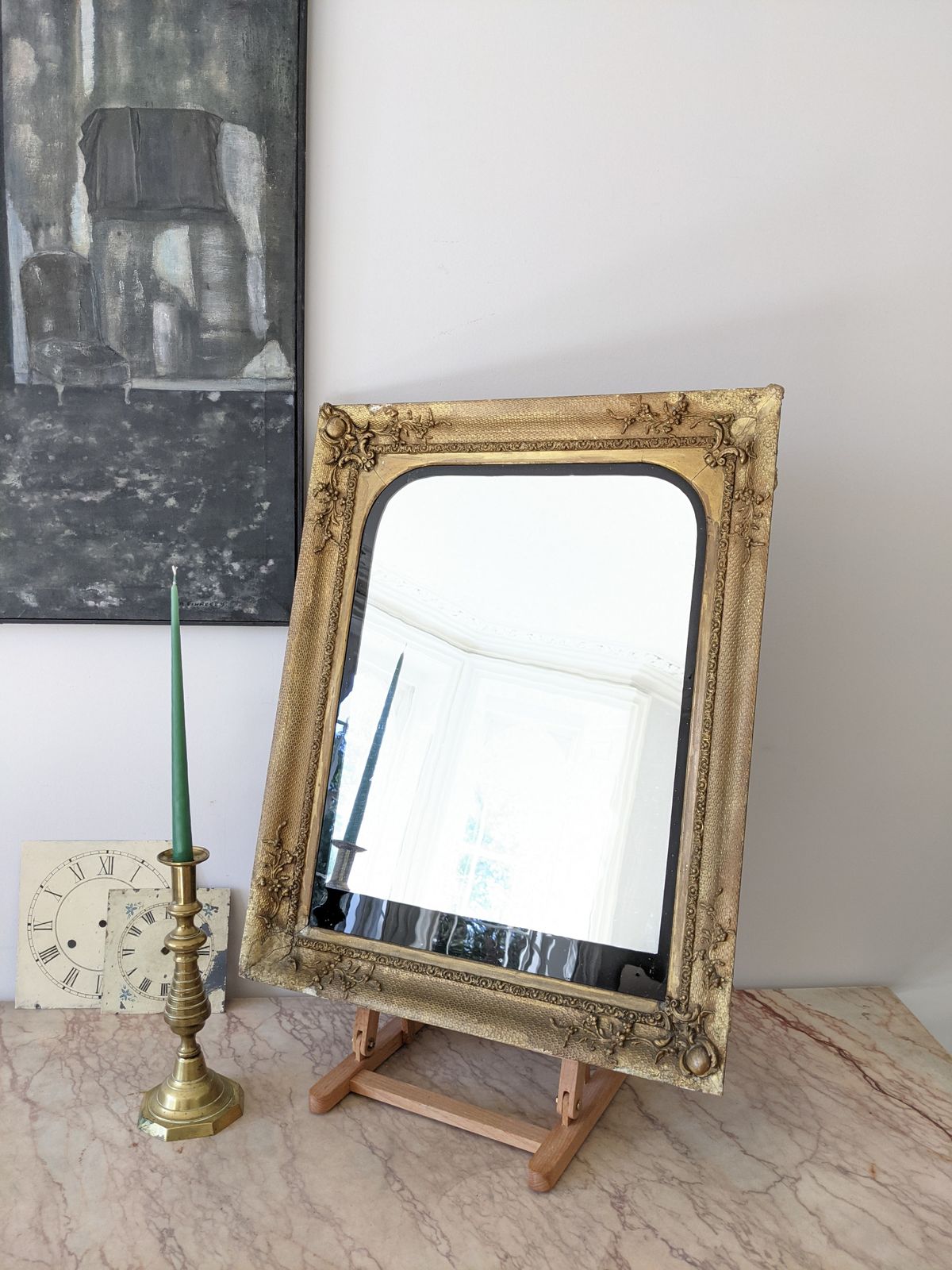 An Antique French Gilt Framed Overmantel Wall Mirror C19th