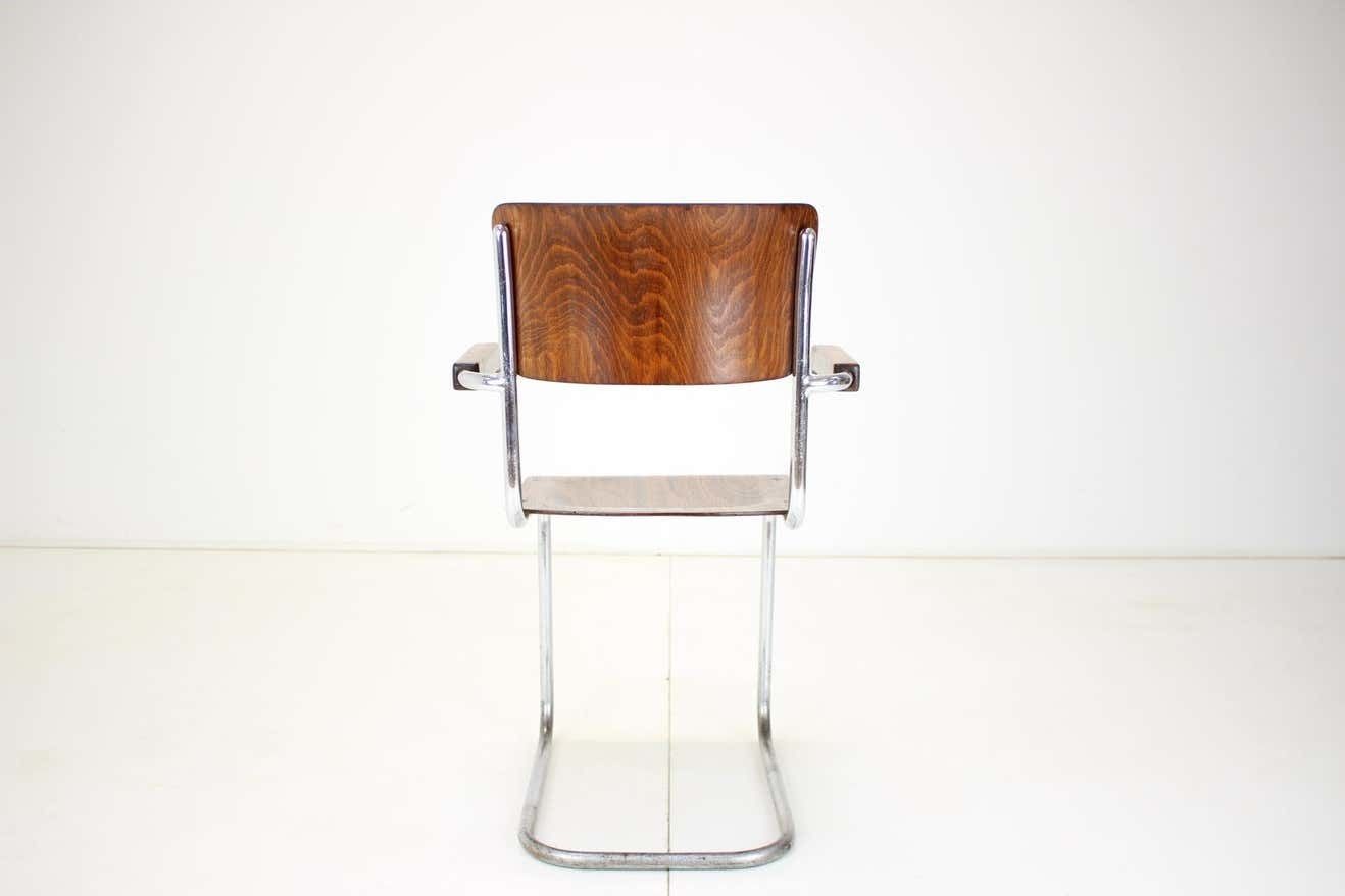 Restored Bauhaus Chrome Chair By Rudolf Vichr Prag, 1930s photo vinterior