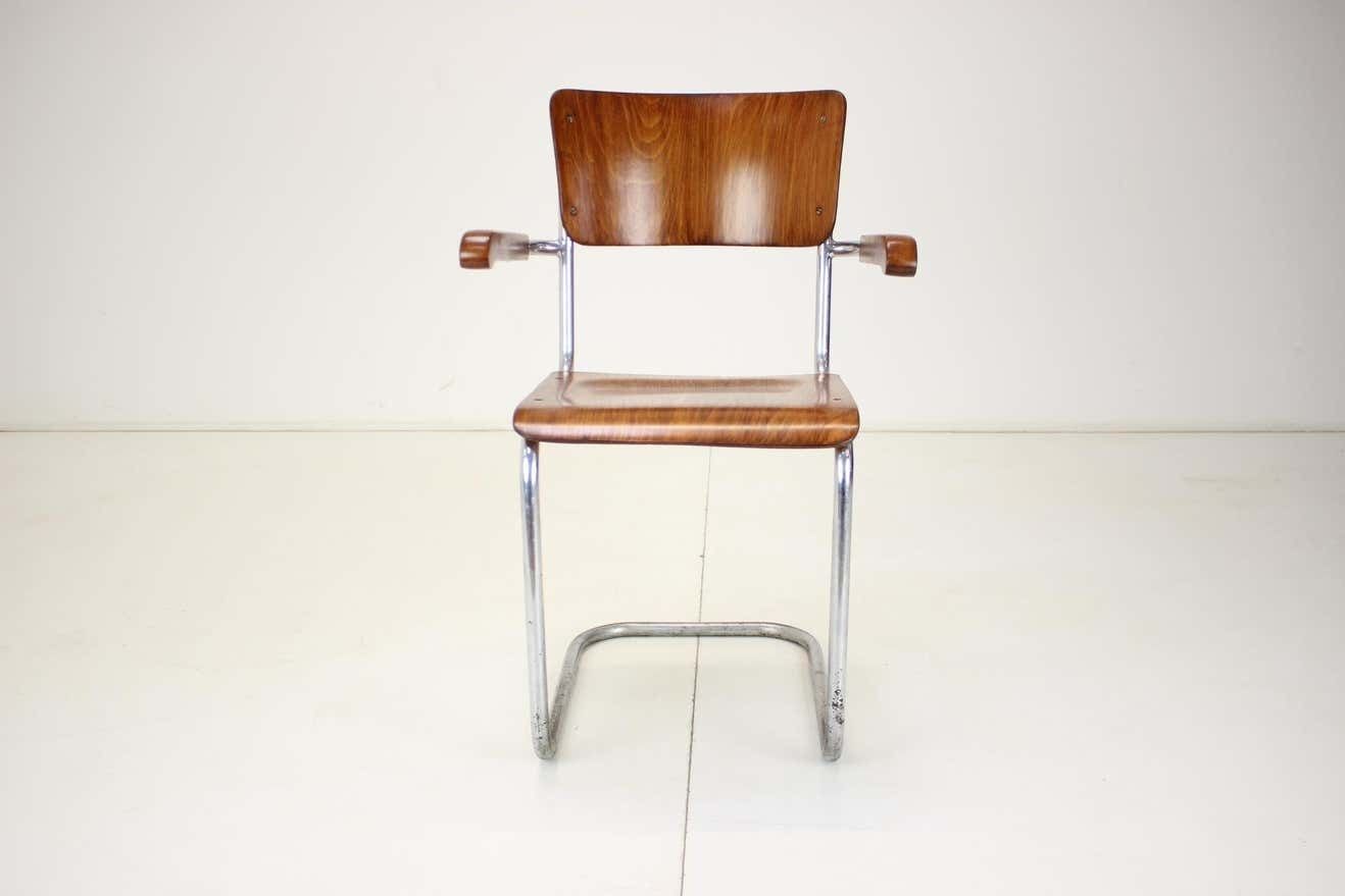 Restored Bauhaus Chrome Chair By Rudolf  Vichr Prag, 1930s photo furniture